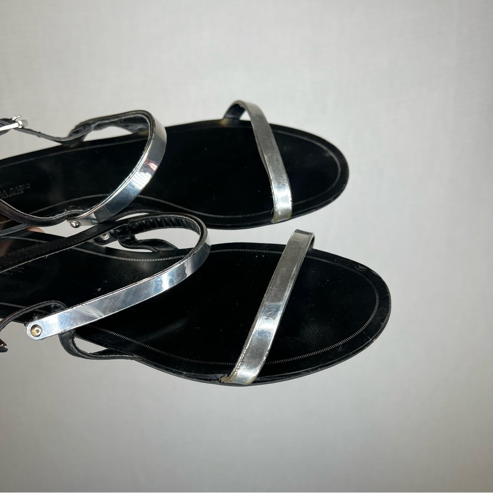 Zara Basic Collection | Silver Black Strappy Sand… - image 3